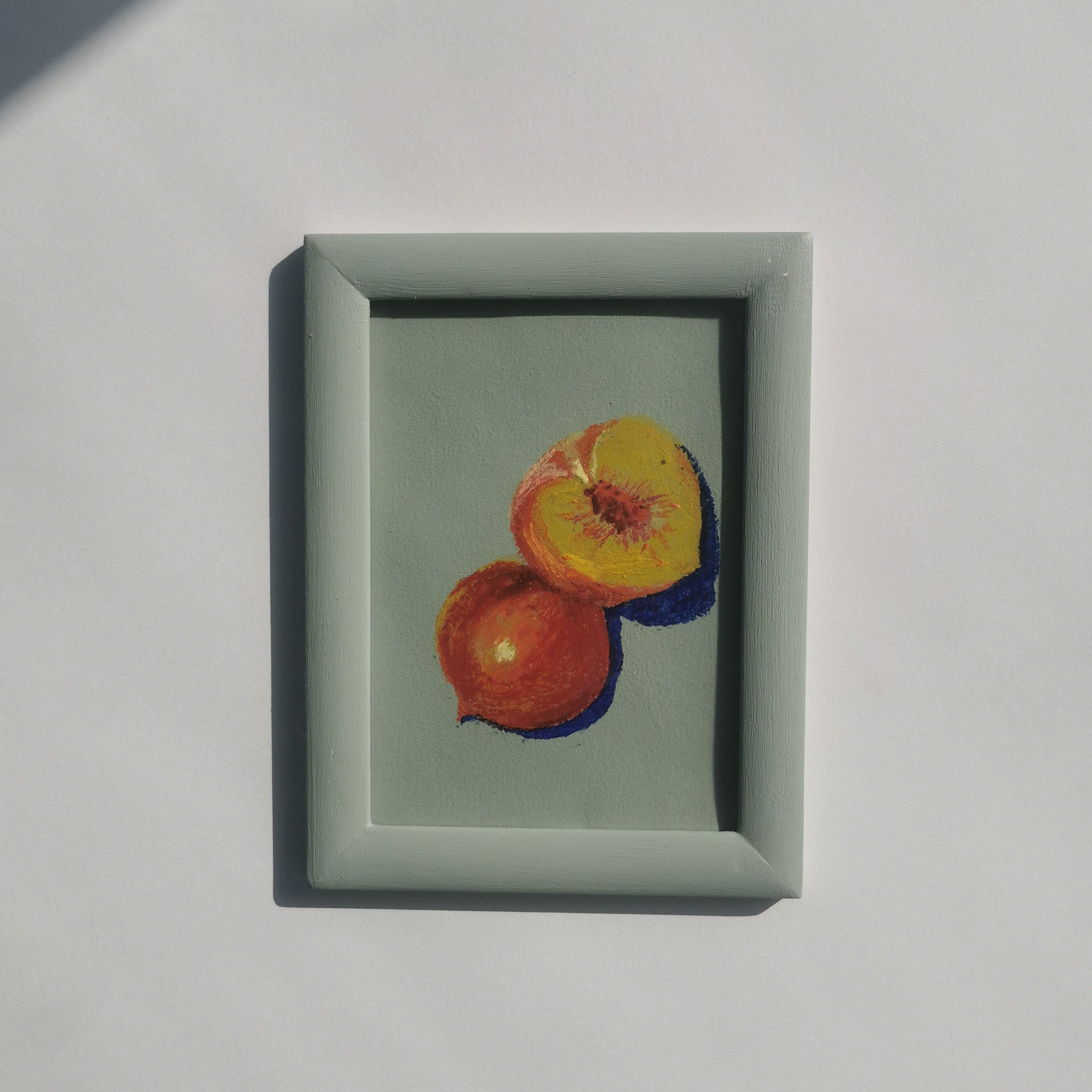 Pfirsiche, Original-Ölpastellzeichnung