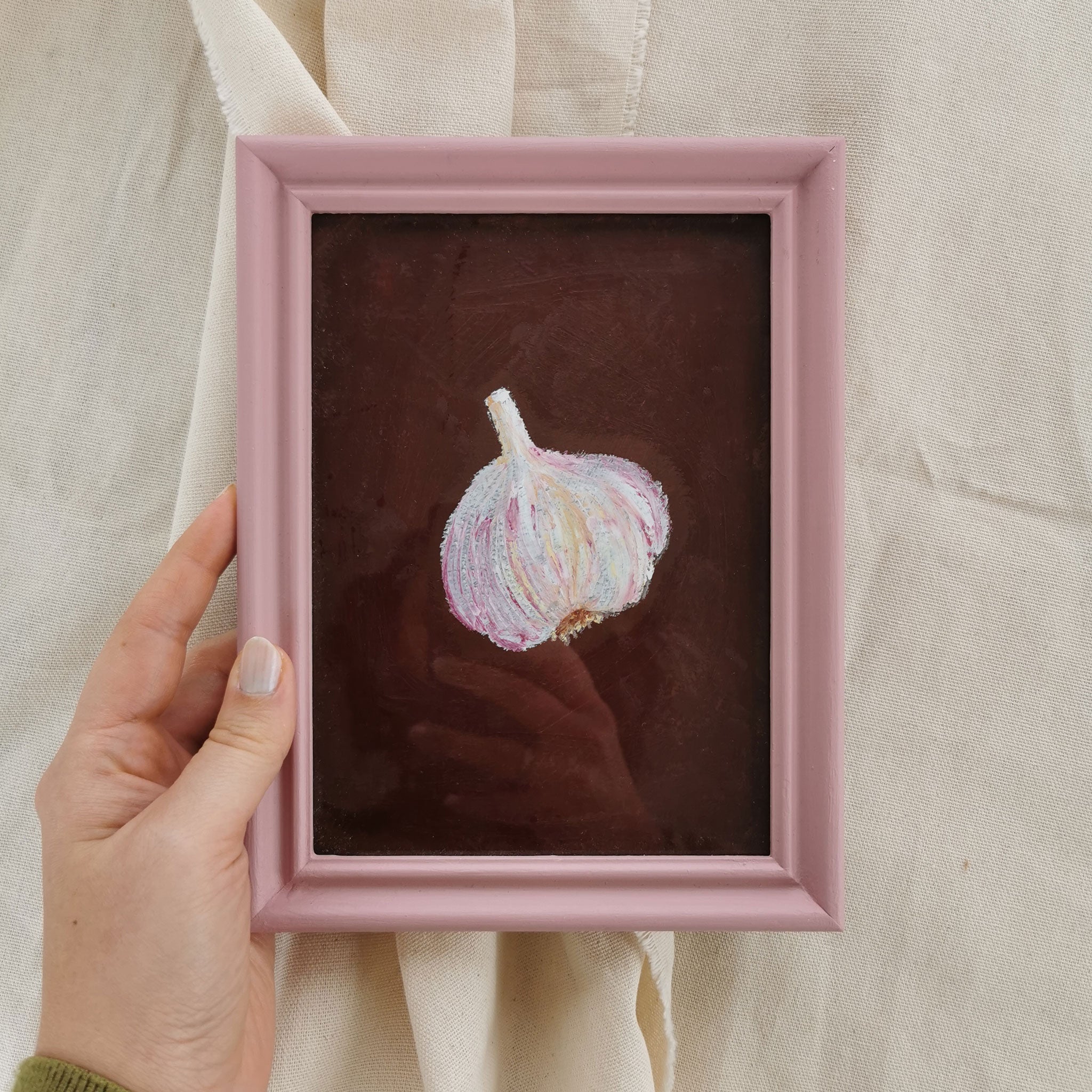 Knoblauch auf Rot, Originalkunstwerk